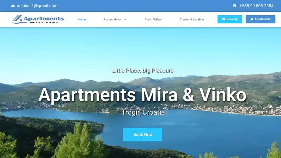 Prikaz web stranice Apartments Mira Vinko — apartments-miravinko.com