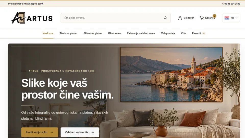 Prikaz web stranice Artus