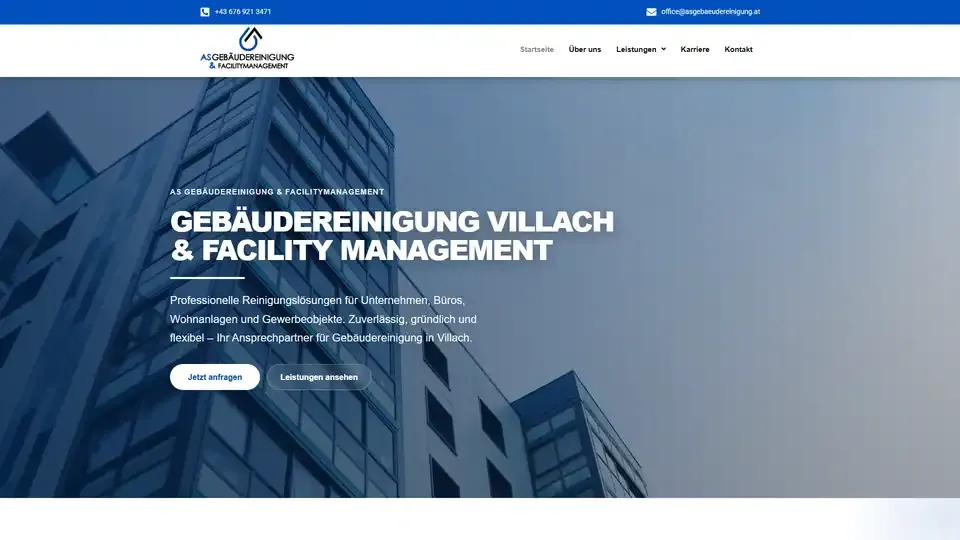 Prikaz web stranice AS Gebäudereinigung — asgebaeudereinigung.at