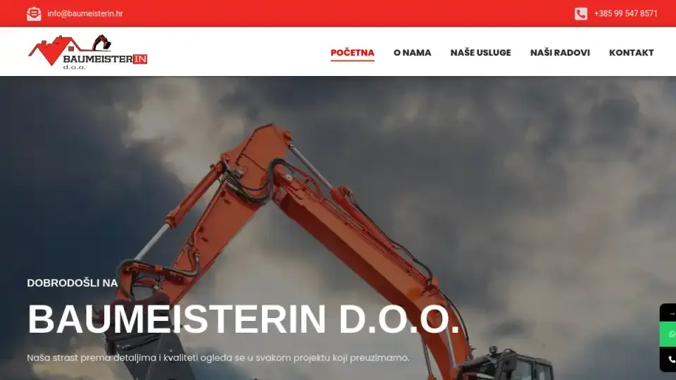 Prikaz web stranice Baumeisterin — baumeisterin.hr