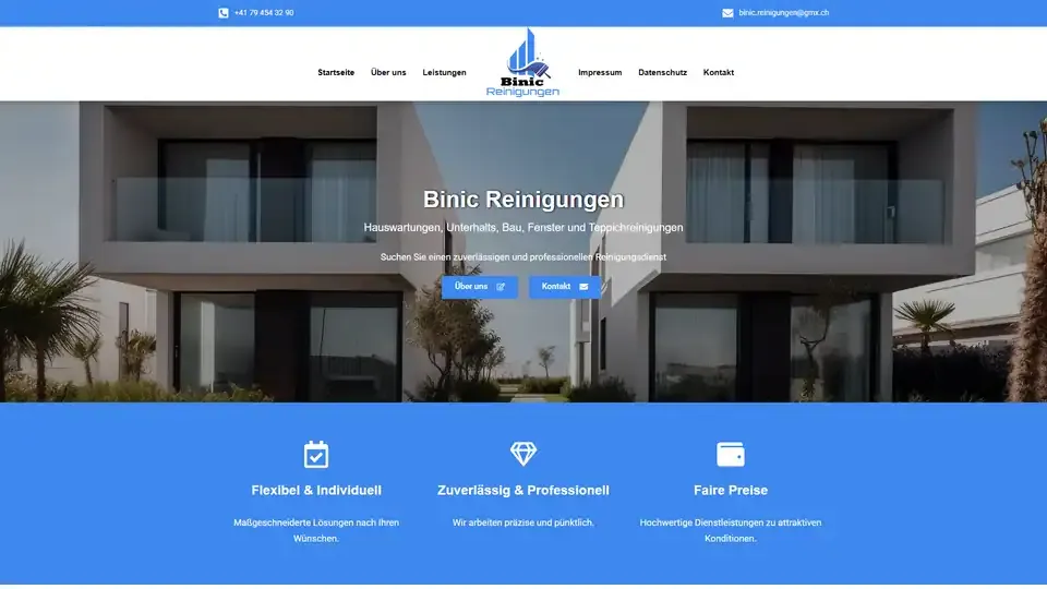 Prikaz web stranice Binić Reinigungen — binic-reinigungen.ch