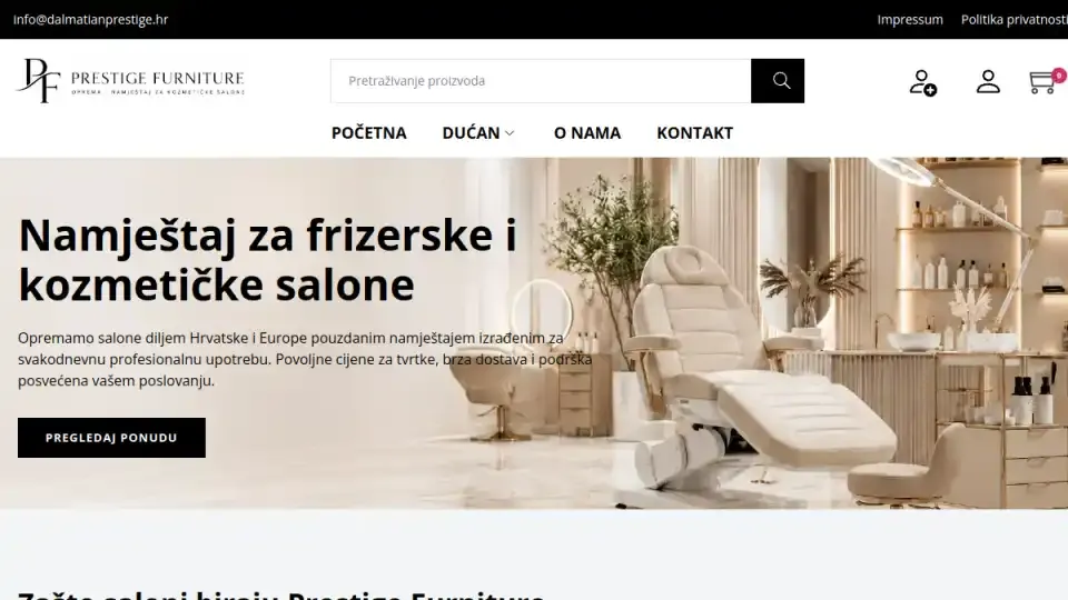 Prikaz web stranice Dalmatian Prestige