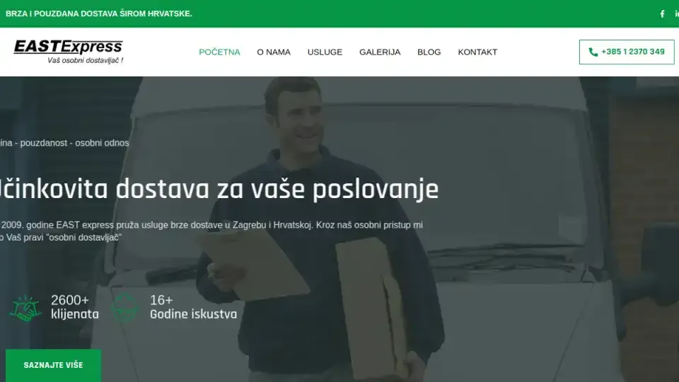 Prikaz web stranice Eastex — eastex.hr