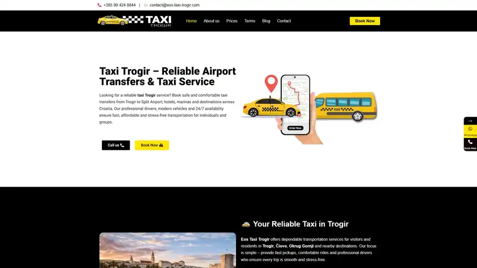 Prikaz web stranice EOS Taxi Trogir