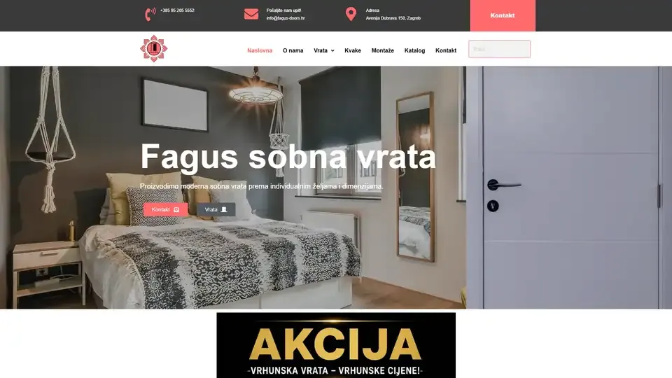 Prikaz web stranice Fagus Doors