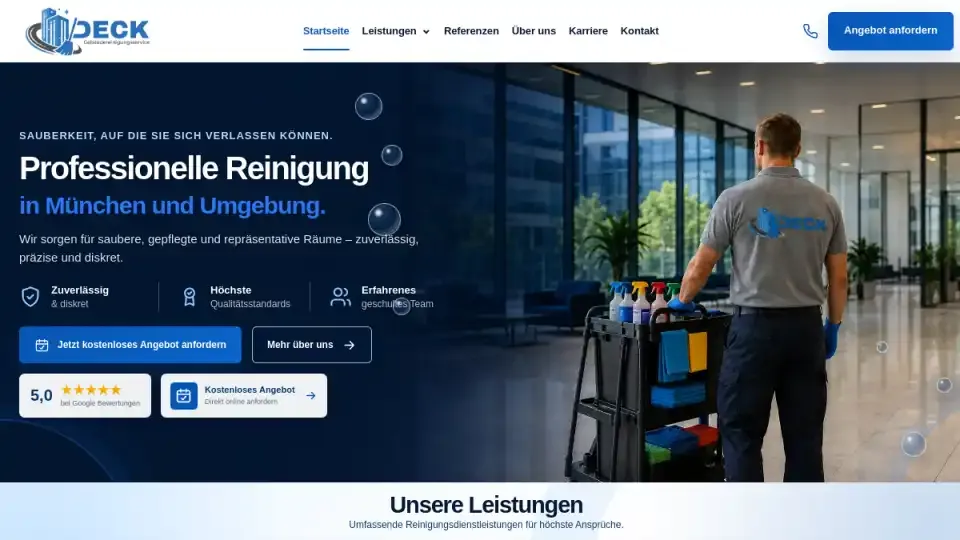 Prikaz web stranice Gebäudeservice Deck