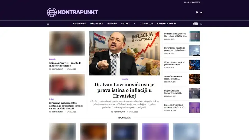 Prikaz web stranice Kontrapunkt