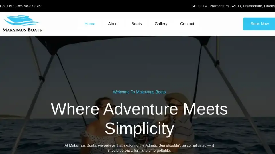 Prikaz web stranice Maksimus Boats
