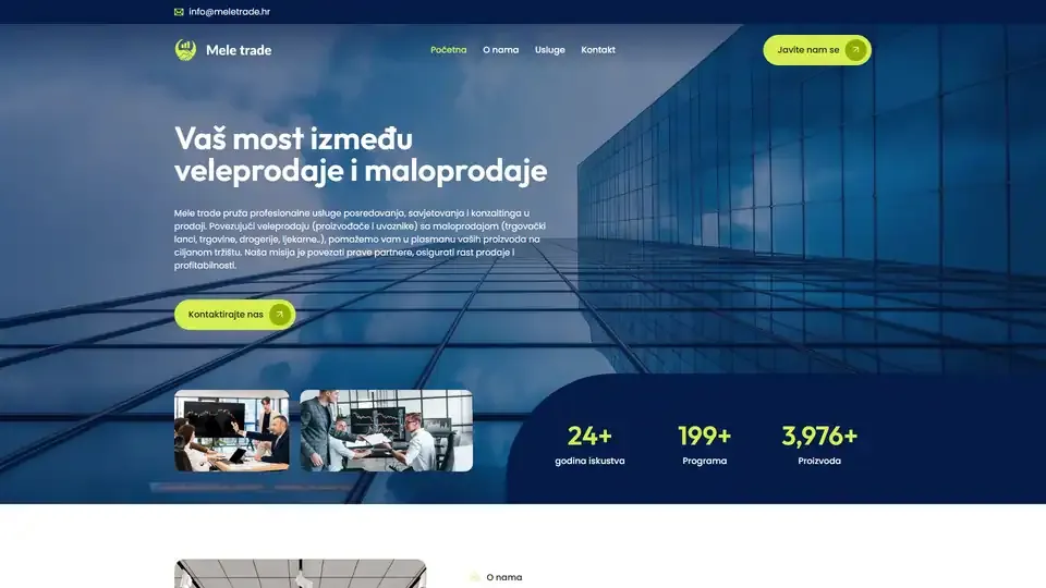 Prikaz web stranice Mele Trade