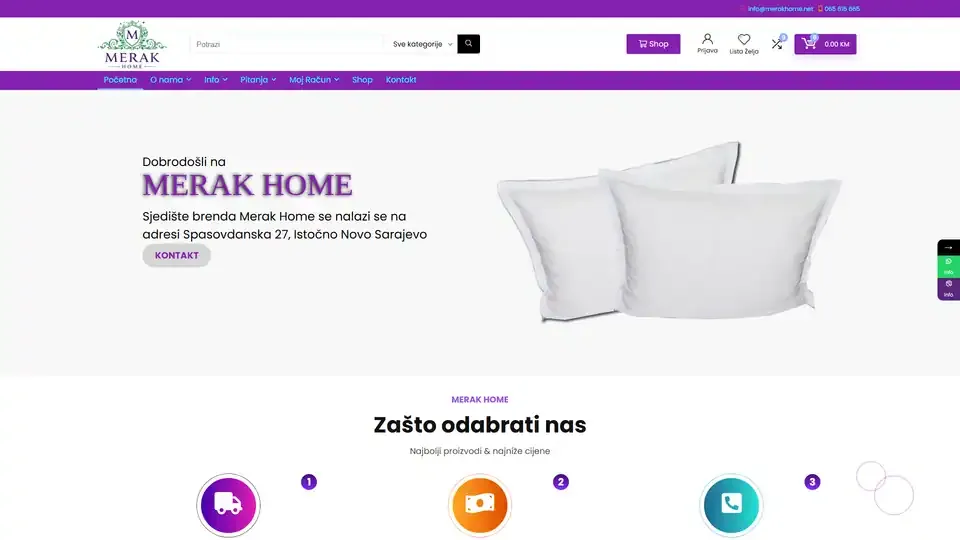 Prikaz web stranice Merak Home — merakhome.net