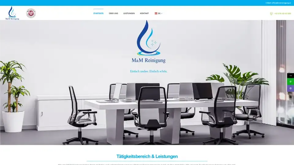 Prikaz web stranice MM Reinigung — mmreinigung.at