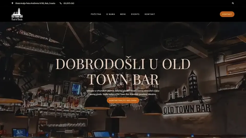 Prikaz web stranice Old Town Bar