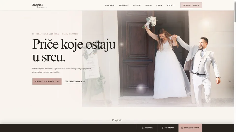 Prikaz web stranice Sanja’s Photography — sanjaphotography.hr