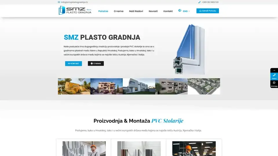 Prikaz web stranice SMŽ Plastogradnja — smzplastogradnja.hr