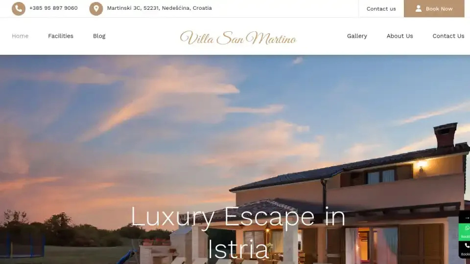 Prikaz web stranice Villa San Martino