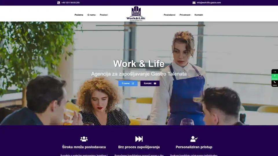 Prikaz web stranice Work Life Gastro — work-life-gastro.com