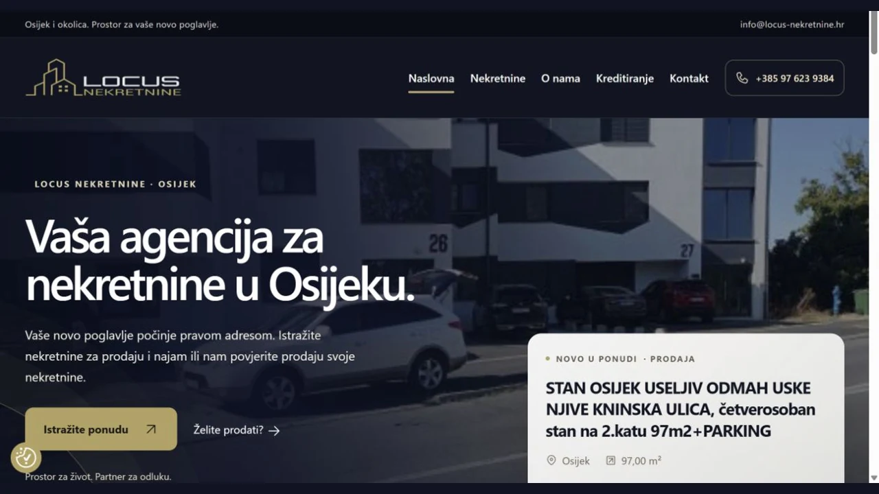 Prikaz web stranice Locus Nekretnine — locus-nekretnine.hr