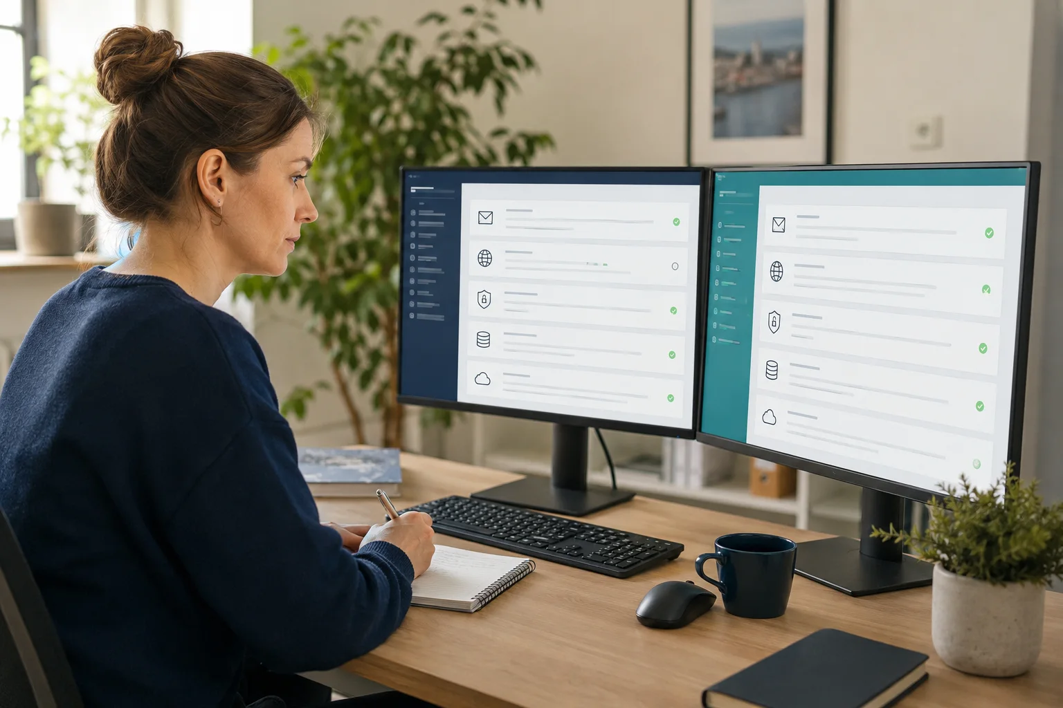 Web stručnjakinja provjerava DNS, poslovni e-mail i SSL prije promjene WordPress hostinga