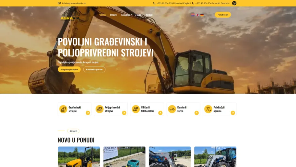 Screenshot web stranice Agravia Mehanika - agraviamehanika.hr