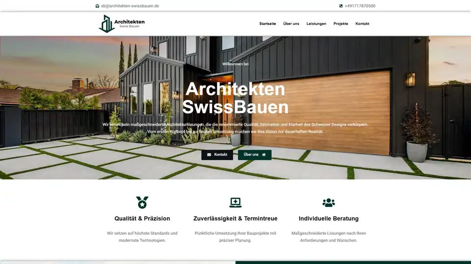 Screenshot websites Architekten Swissbauen – architekten-swissbauen.de