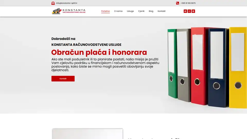 Screenshot websites Konstanta Split – konstanta-split.hr