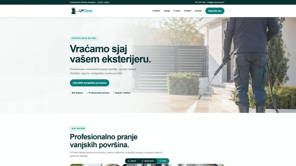 Screenshot web stranice LP Clean - lp-clean.net