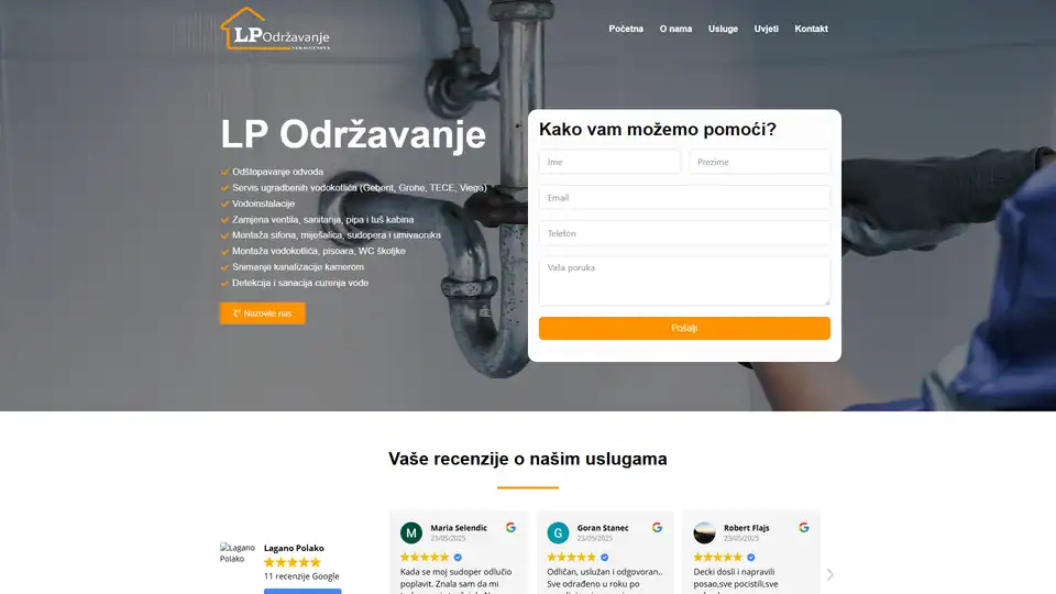 Screenshot websites LP Maintenance – lp-odrzavanje.hr