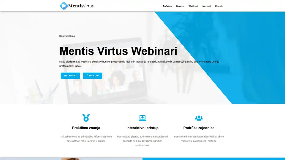 Screenshot websites Mentisvirtus – mentisvirtus.hr