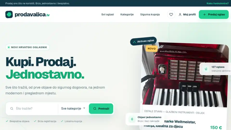 Screenshot web stranice Prodavalica.hr - prodavalica.hr