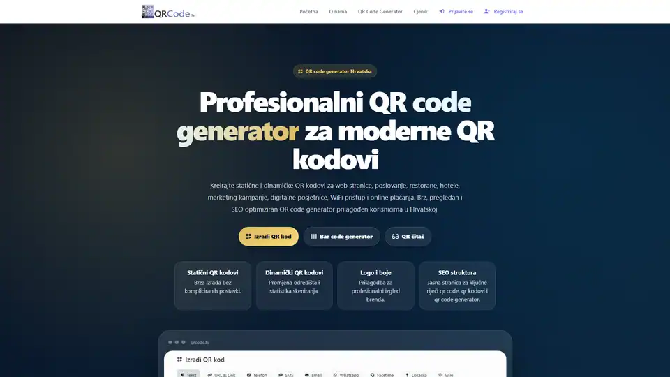 Screenshot websites QRCode.hr – qrcode.hr