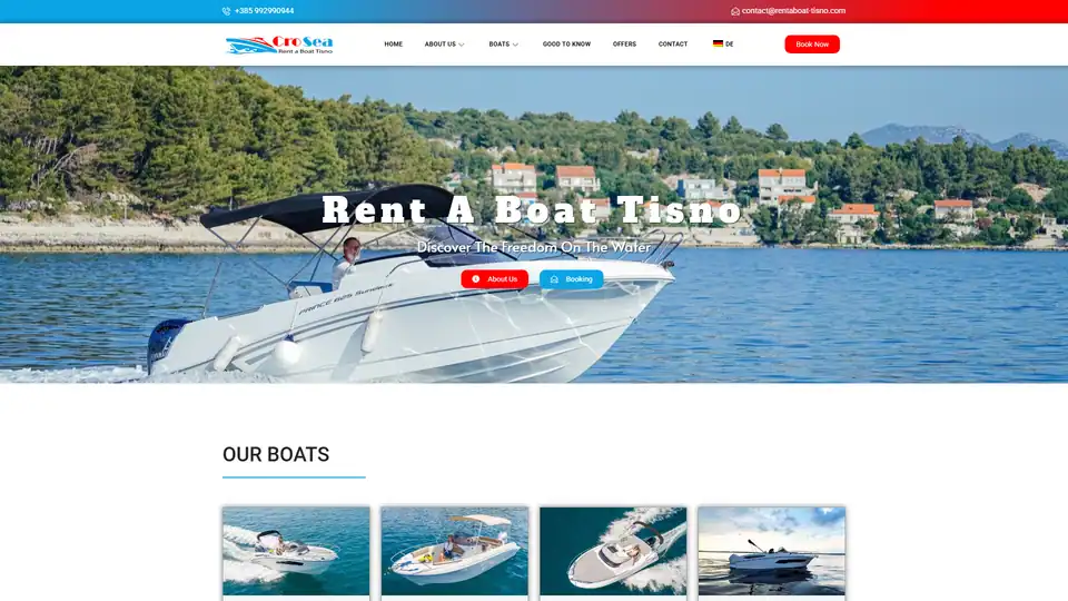 Screenshot websites Rentaboat Tisno – rentaboat-tisno.com
