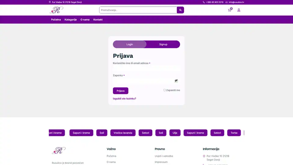 Screenshot websites Rusulice – rusulice.hr