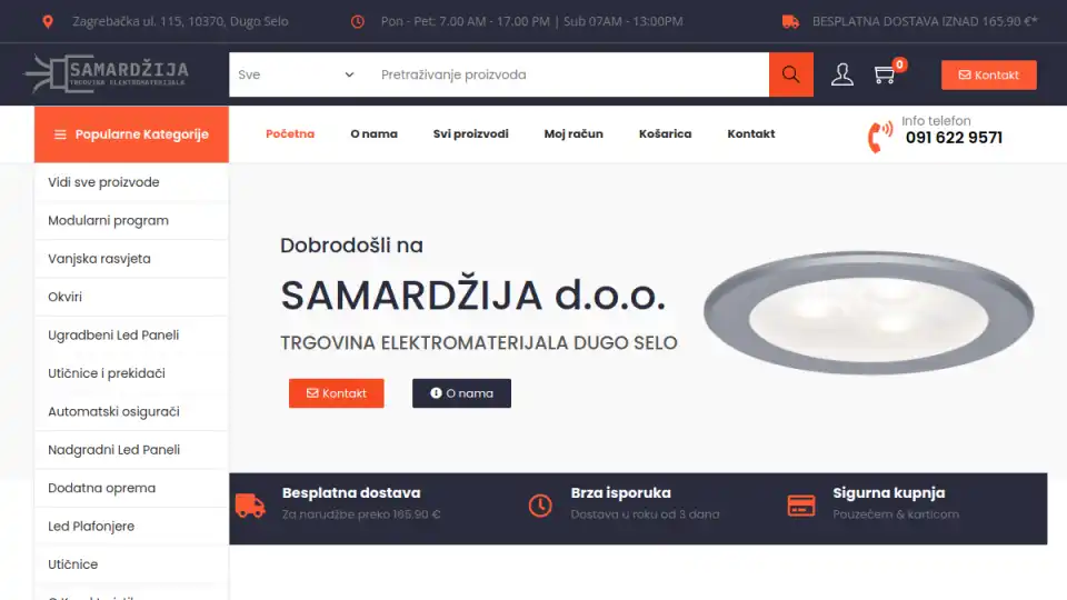Screenshot web stranice Samardžija Elektroinstalacije - samardzija-elektroinstalacije.hr