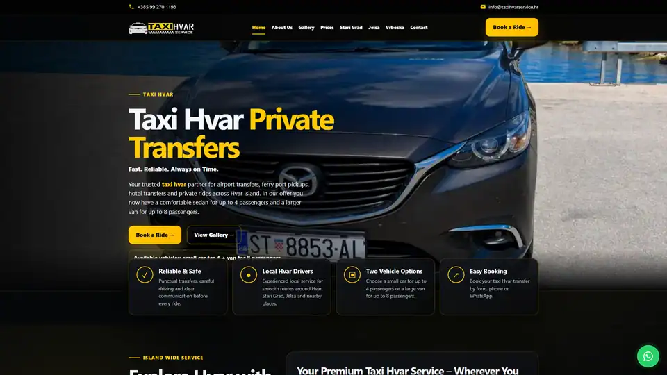 Screenshot websites Taxi Hvar Service – taxihvarservice.hr