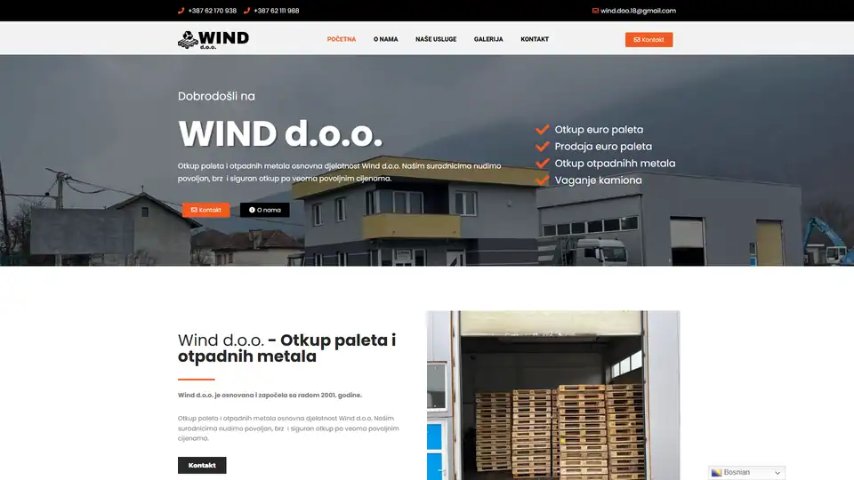 Screenshot websites Wind Sarajevo – wind-sarajevo.com